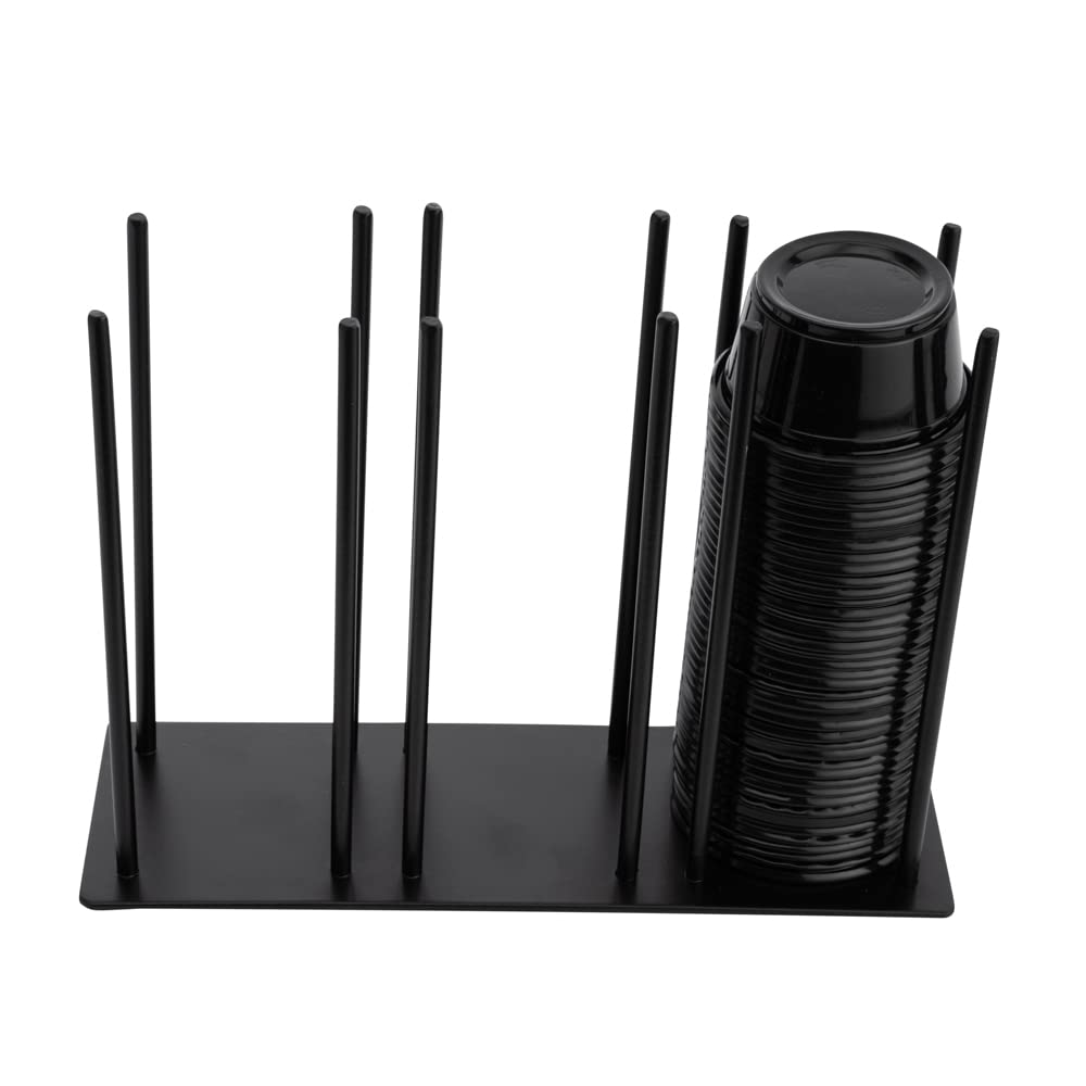 Restaurantware-Chef 101 8.25 x 3 x 6 Cup And Lid Organizer, 1 3-Section Cup And Lid Holder - Horizontal Design, Compact, Black Iron Dispenser, For Countertops And Storage