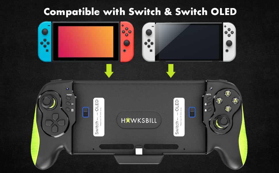 Hawksbill Nintendo Switch & OLED Compatible Handheld Controller, Plug and Play, Charging, Turbo and Auto Function