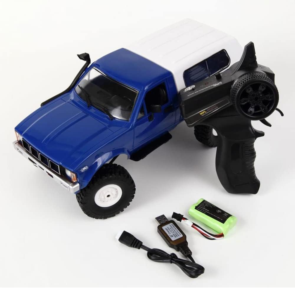 Apawband RC Crawler WPL C24 RC Rock Crawler RC Truck 4x4 Off Road RTR, 1/16 Scale Remote Control Truck All Terrain 2.4 Ghz with Proportional Steering LED Lights Hobby Toys Adult