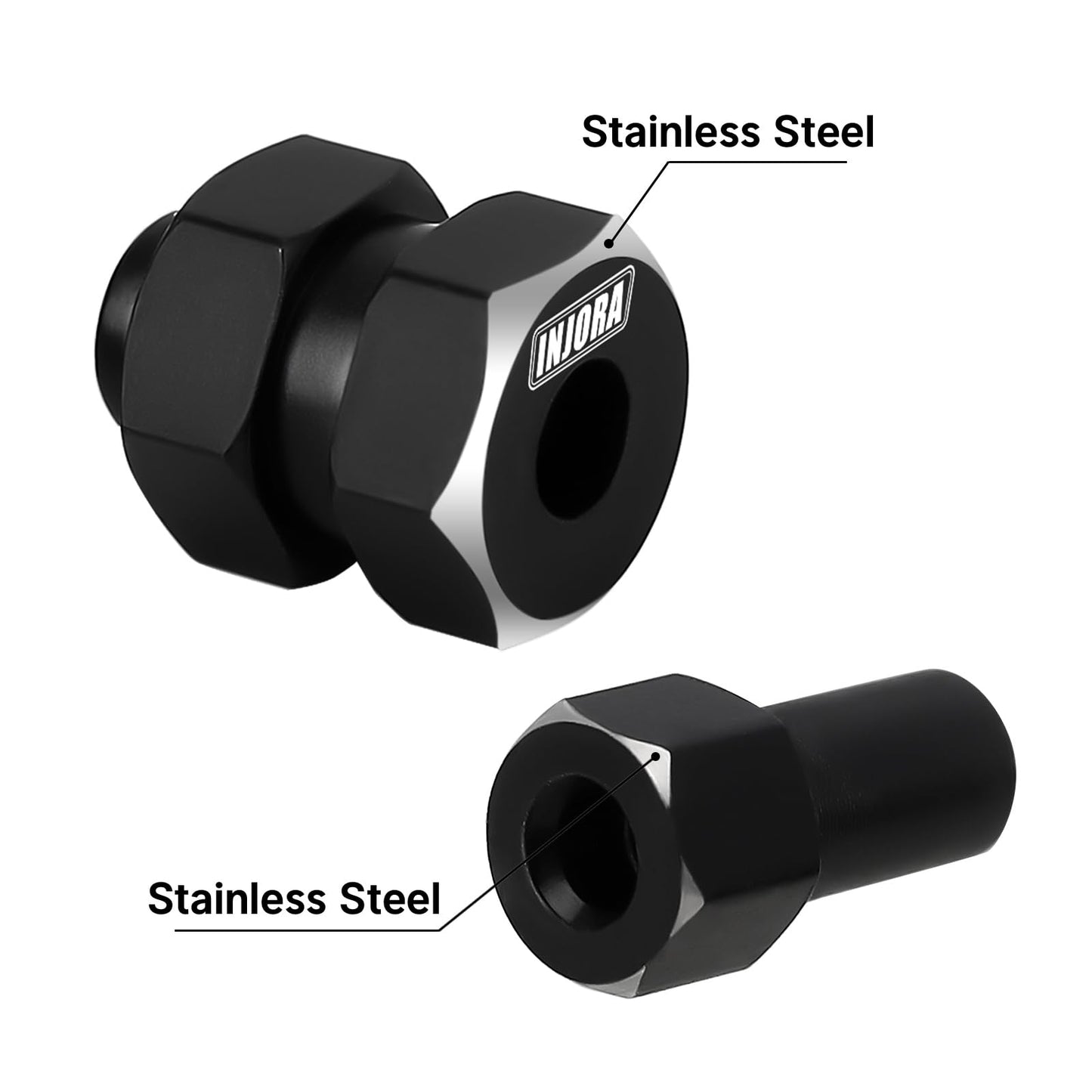 INJORA RC Black Brass Upgrades Steering Knuckle,Diff Cover and Steering Rod Tie Links Set for 1/24 RC Crawler Car Accessories Axial SCX24 Gladiator Bronco AXI90081 Upgrades Parts