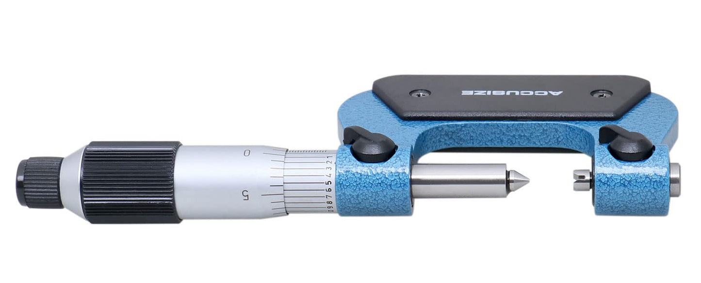 Accusize Industrial Tools 0-1'' by 0.001'' Screw Thread Micrometer with 5 Anvil in Fitted Box, S916-C750