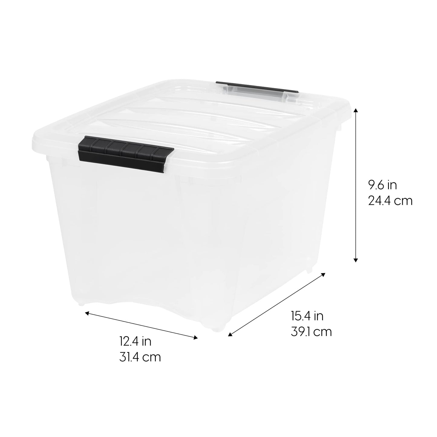 IRIS USA 19 Qt Stackable Plastic Storage Bins with Lids, 6 Pack - BPA-Free, Made in USA - Discreet Organizing Solution, Latches, Durable Nestable Containers, Secure Pull Handle - Pearl