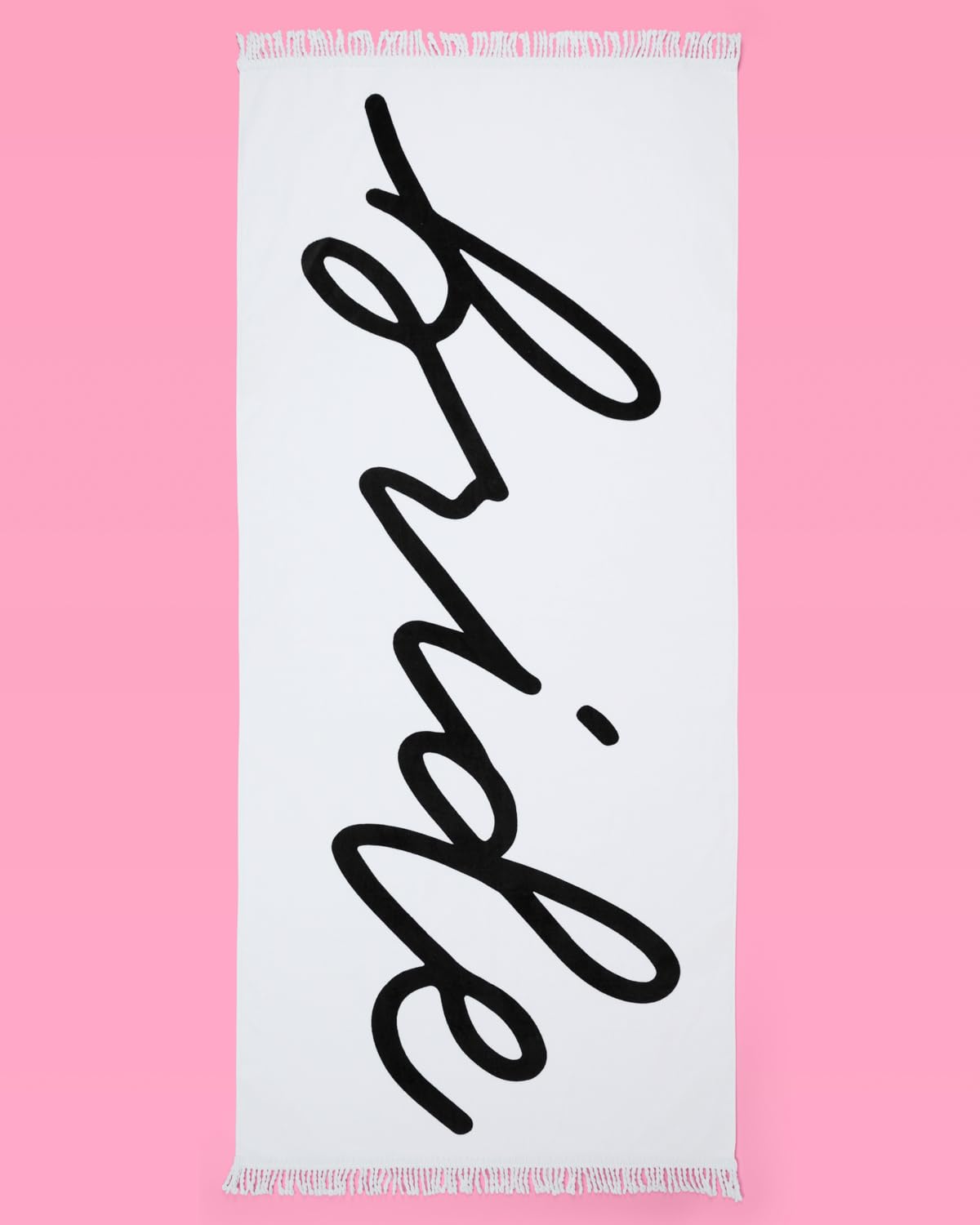 xo, Fetti Bride Fringe Beach Towel - 100% Cotton | Bachelorette Decorations, Black and White Bridal Shower Gift, Bridesmaid Favors, Engagement Party, Poolside Bride to Be, Newlywed Honeymoon Supplies