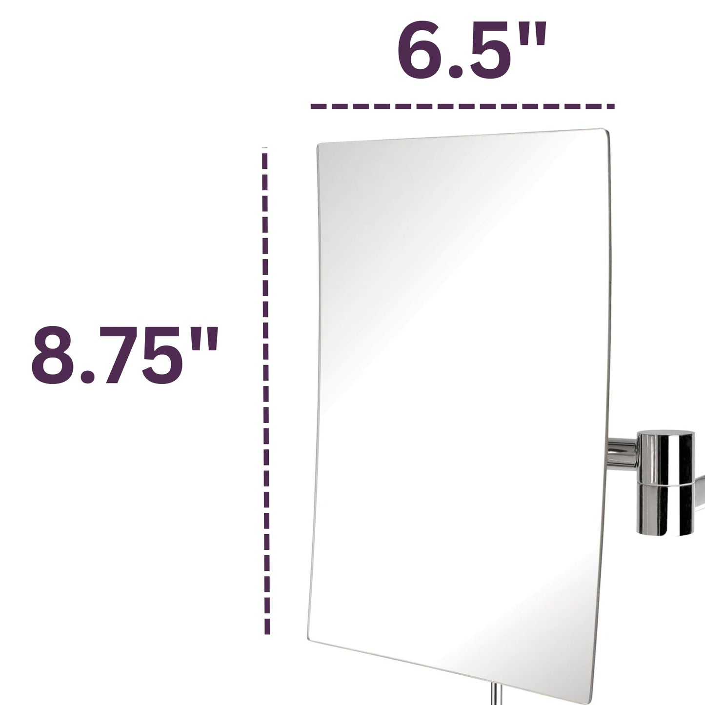 JERDON 8.75-Inch x 6.5-Inch Wall Mount Makeup Mirror - Personal Mirror with 5X Magnification & 14 inch Wall Extension - Nickel Wall Mount Arm - Model JRT695N