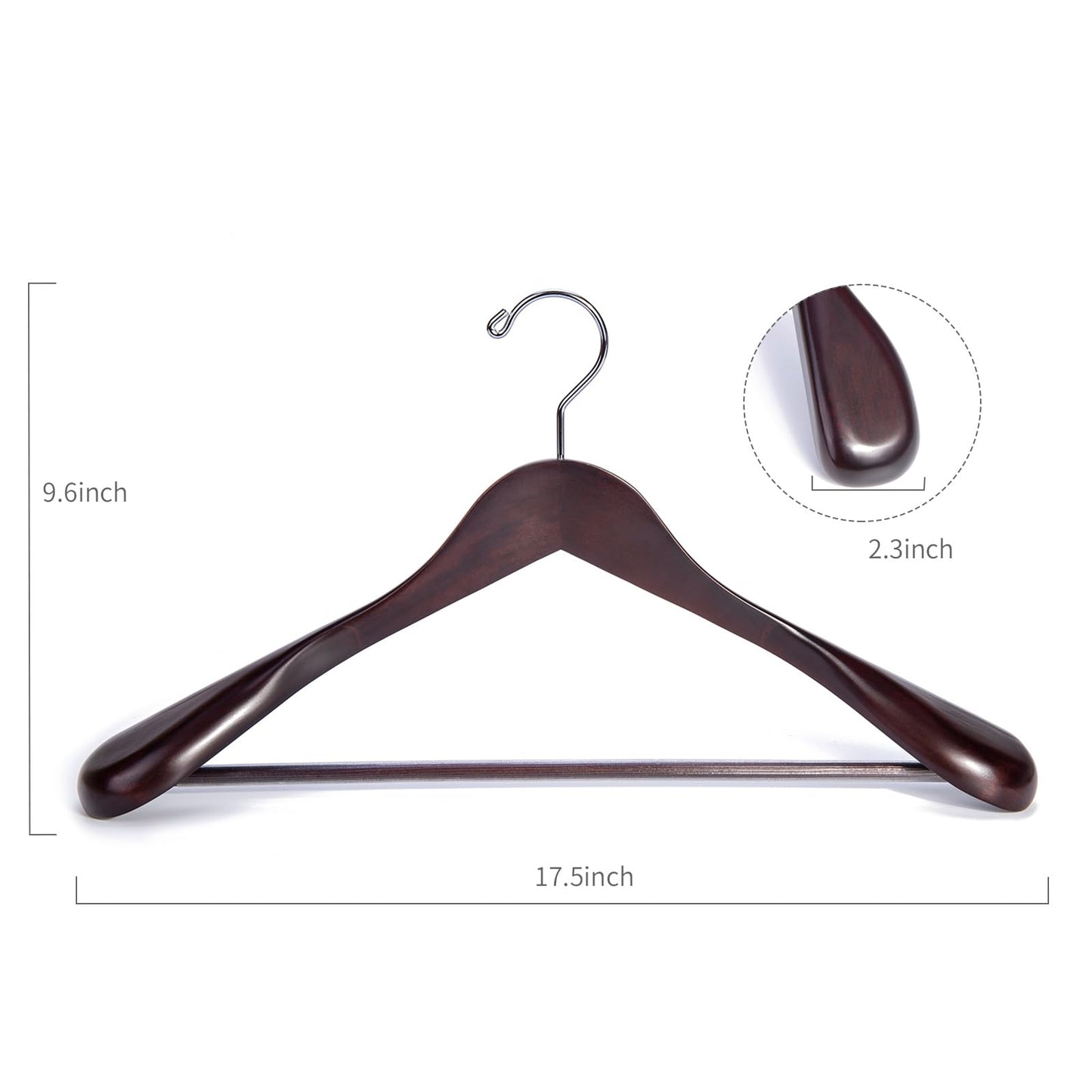Nature Smile Luxury Mahogany Wooden Suit Hangers - 12 Pack - Wood Coat Hangers,Jacket Outerwear Shirt Hangers with Extra-Wide Shoulder, 360 Degree Swivel Hooks & Anti-Slip Bar with Screw