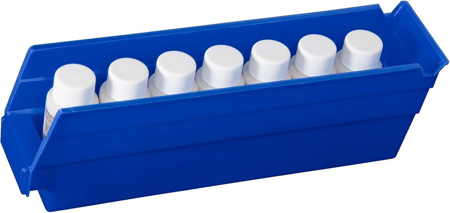 Akro-Mils 30110 Plastic Shelf Bins, Heavy Duty Storage Bins to Use for Garage Organization Bins, Closet Organizer, and Drawer Organizer, 12-Inch x 3-Inch x 4-Inch, Blue, 24-Pack