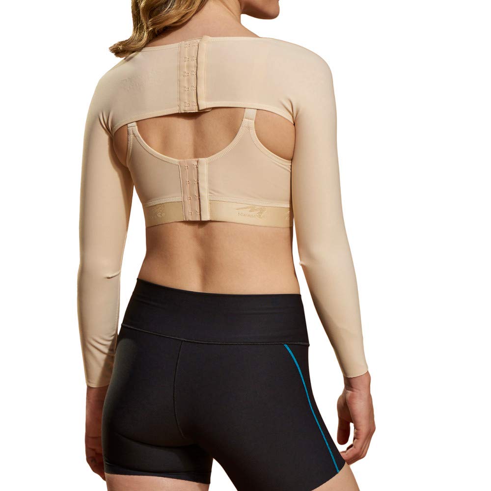 MARENA Long Arm Sleeves - Post Surgical Support, Full Coverage, Compression Sleeves, Easy Application, Recover Compression Garment, Helps Promote Healing, Beige, Large