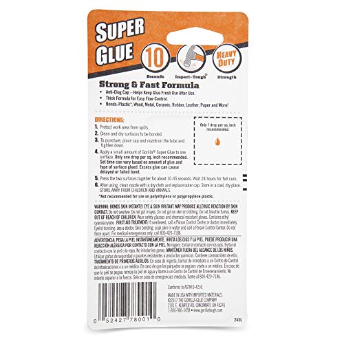 Gorilla Super Glue 15 Gram, Clear, (Bulk Pack of 24)