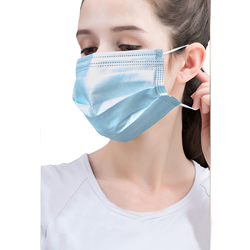 2,000pcs Disposable Face Masks- 3 Ply Breathable Mask For Adults - Blue (40 Packs of 50)