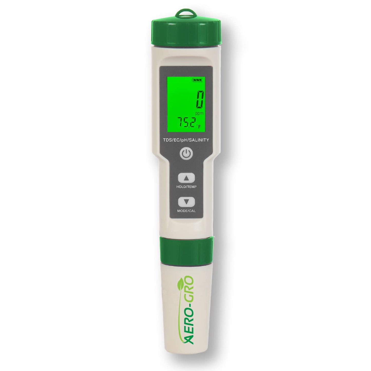 AERO-GRO Digital 5-in-1 Meter: 5 Functions: pH, TDS, EC, Salinity%, Salinity ppm, and Temp, IP67 Waterproof, Pen-Type Tester for Hydroponics, Water, Wine, Spas, Aquariums