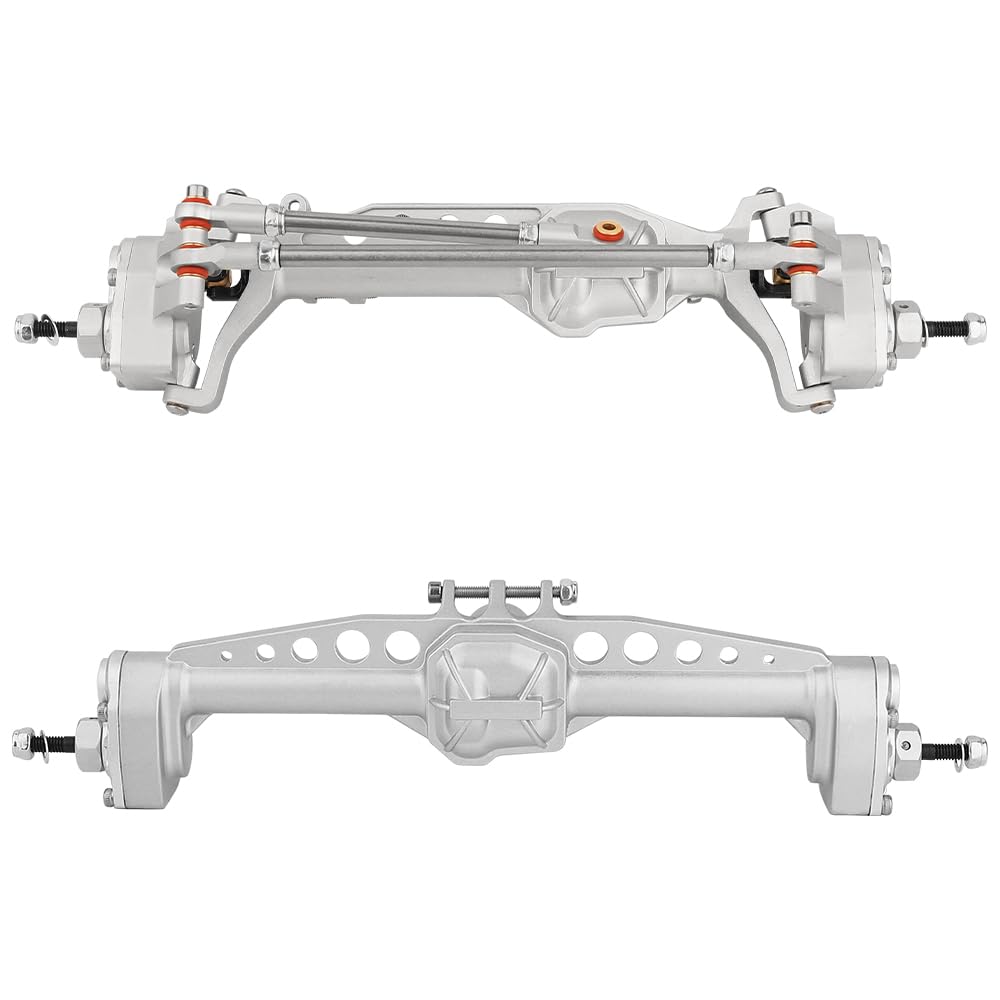 Pothyes CNC Metal Front and Rear Portal Axles for 1/10 RC Crawler Car Axial SCX10 III AXI03006 AXI03007 Wrangler JL AR45 Axle Upgrade Part (Silver)