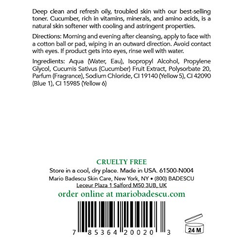Mario Badescu Special Cucumber Lotion | Non-Drying & Non-Irritating Facial Toner for Removing Excess Oil & Drying Up Breakouts | Revitalizing, Clarifying Astringent for Face | 16 Fl. Oz.