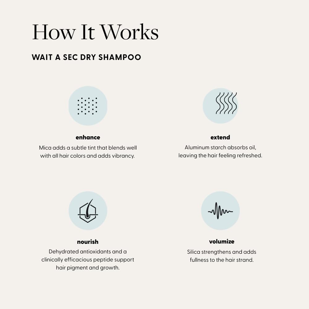 Arey Wait A Sec™ Dry Shampoo | Absorbs Oil & Adds Volume + Reduce the Signs of Aging Hair with Science-Backed Formula to Preserve Pigment | Non Aerosol Tinted Powder | Vegan, Cruelty-Free (0.53 oz)