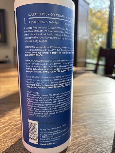 Brocato Cloud 9 Restoring Shampoo by Beautopia Hair: Miracle Repair Moisturizing & Revitalizing Shampoo - 32 oz