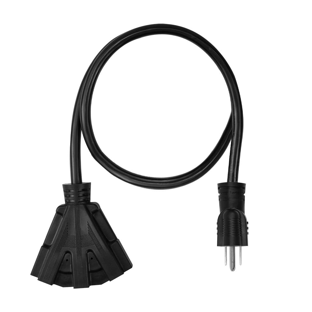 Mshyet 25FT 12/3 Outdoor Extension Cord, Heavy Duty 3-Outlet SJTW Indoor/Outdoor Three-Prong Power-Cord 12-Gauge Grounded 15-Amp 1875 Watts
