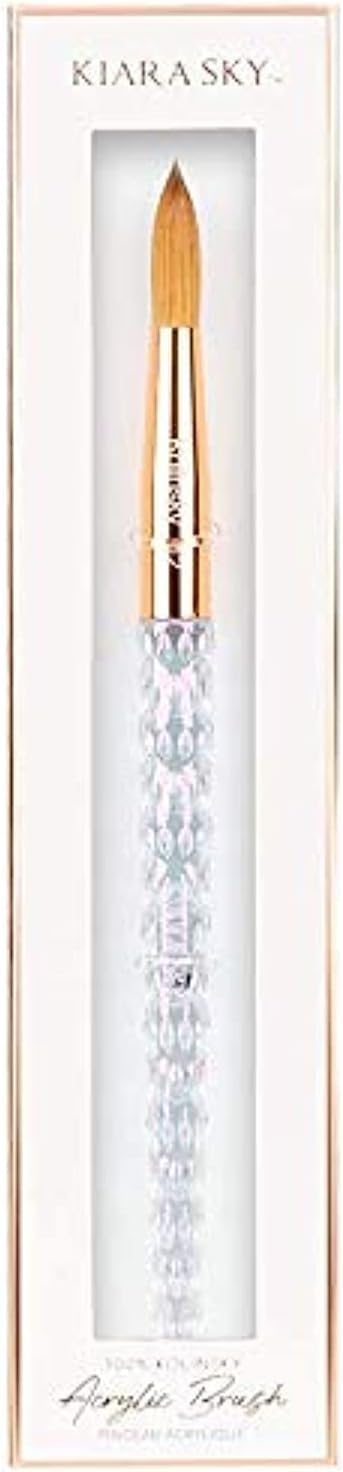 Kiara Sky 100% Pure Kolinsky Acrylic Brush, Crystal Cut Handle and Acetone Resistant #12 - Clear