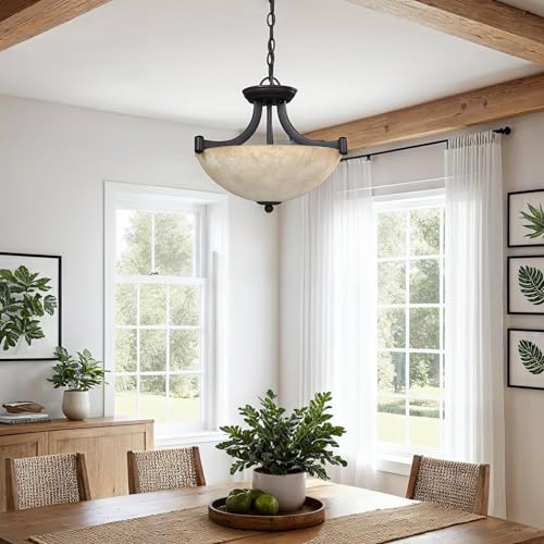 Canarm ICH375A03RA14 3 Light Warren Dual Large Pendant Light Fixture, Bronze