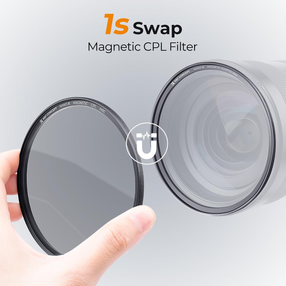 K&F Concept Magnetic 82mm Circular Polarizers Filter (Magnetic Polarizing Filter + Magnetic Basic Ring + Lens Cap) with 28 Multi-Layer Coatings CPL Filter for Camera Lens (Nano-X Series)