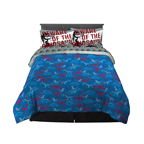 Franco Kids Bedding Super Soft Comforter and Sheet Set, 5 Piece Full Size, Jurassic World Dominion