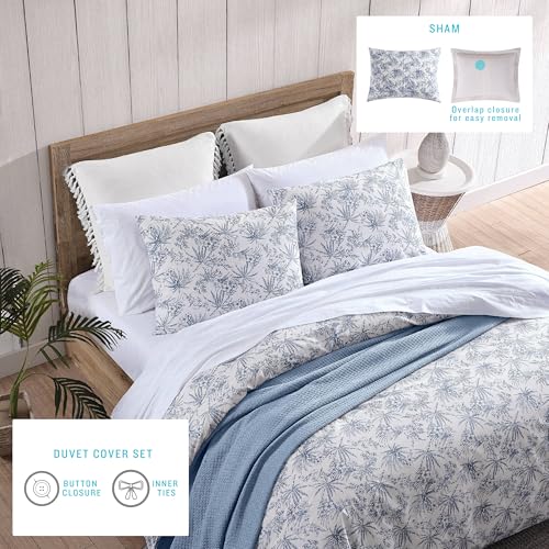 Tommy Bahama - King Size Sheets Set, Crisp & Tailored Cooling Sheets with a Smooth Cotton Percale Lightweight Feel - Bed Sheets with Matching Pillowcases & Fitted Sheet (Pen and Ink Palm Blue)