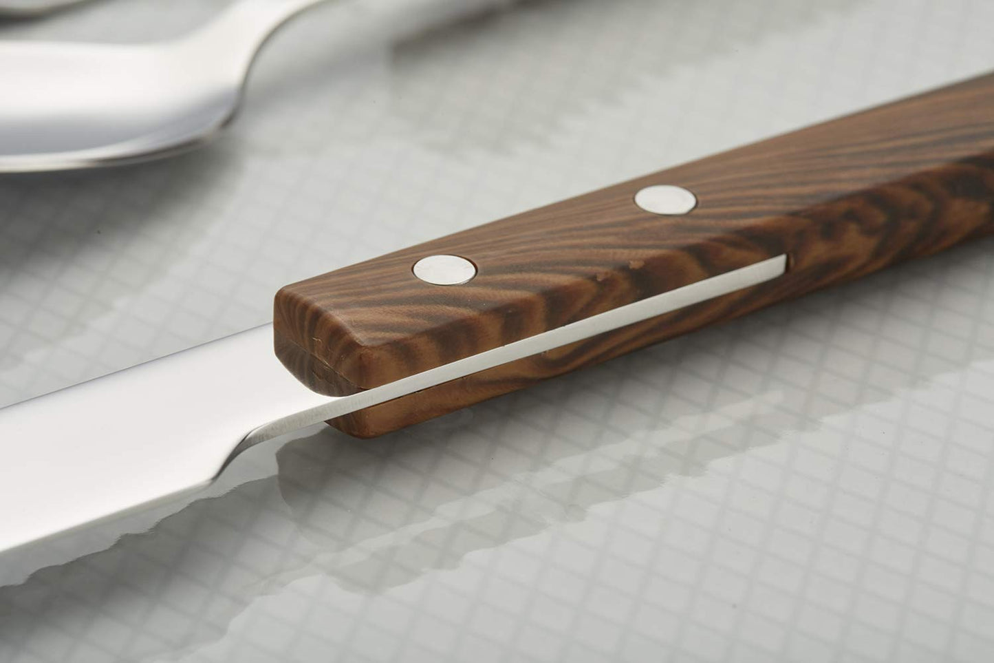 ANNOVA Silverware Set Stainless Steel Cutlery Color Handle With Rivet/Retro Flatware (Walnut/Wood 303, 20 Pieces)
