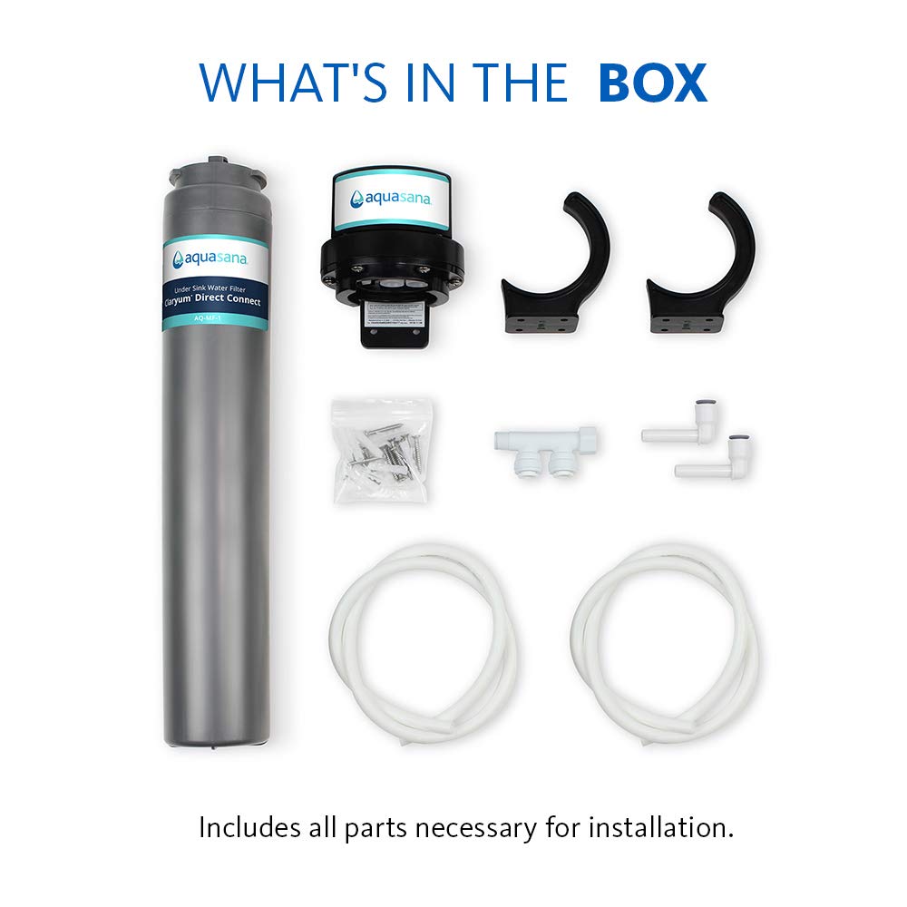 Aquasana Water Filter for Sink Faucet | Reduces 99% of 78 Contaminants Including Chlorine & Lead from Tap Water | Under Sink Filtration | Claryum Direct Connect | AQ-MF-1