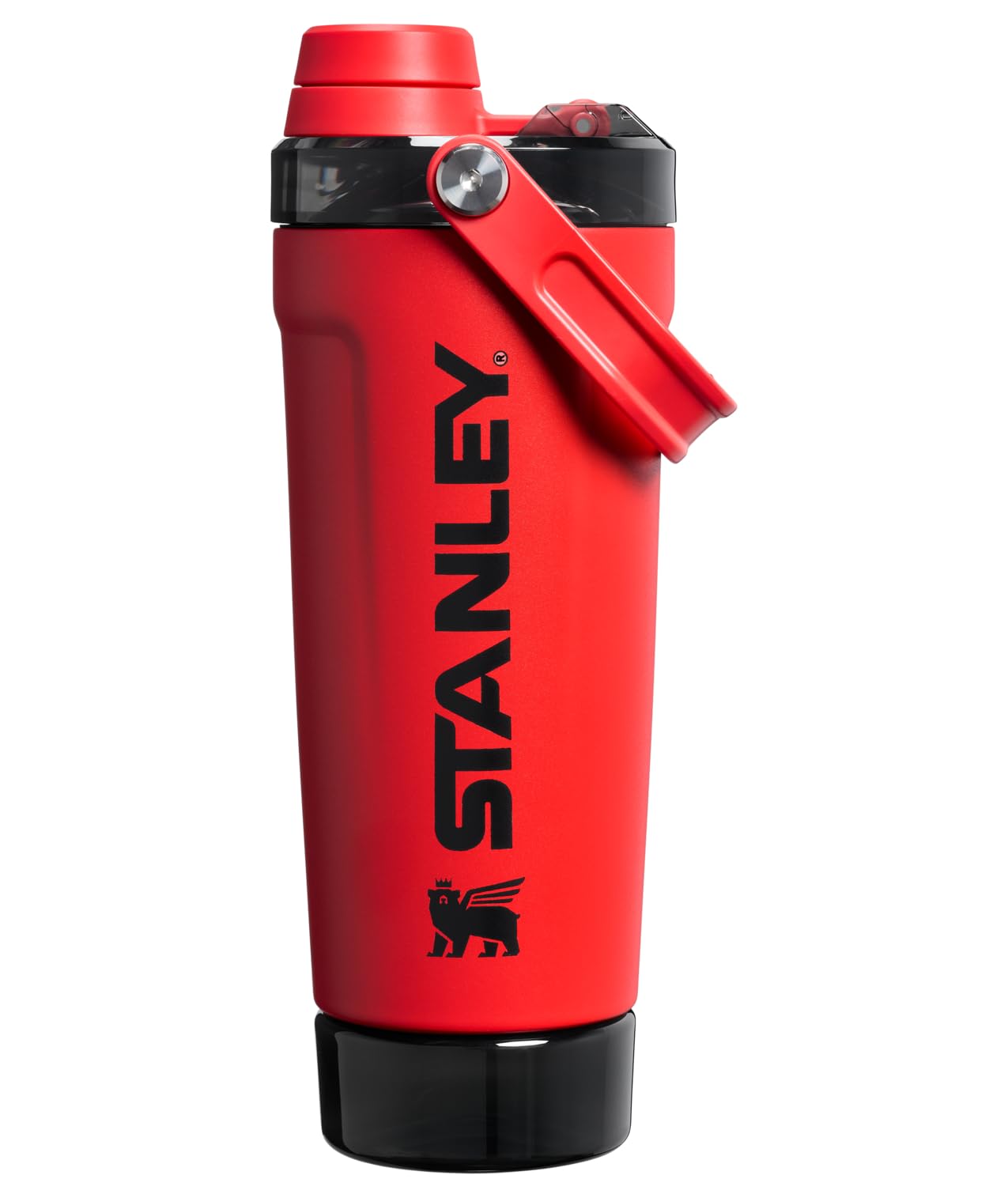 STANLEY Vitalize Shaker Bottle 20 oz | Leakproof Insulated Stainless Steel Shaker Cup | Base Storage and Twist On Fast Flow Lid | Protein Shakes and Pre Workout Powder | BPA-Free | Chili Black