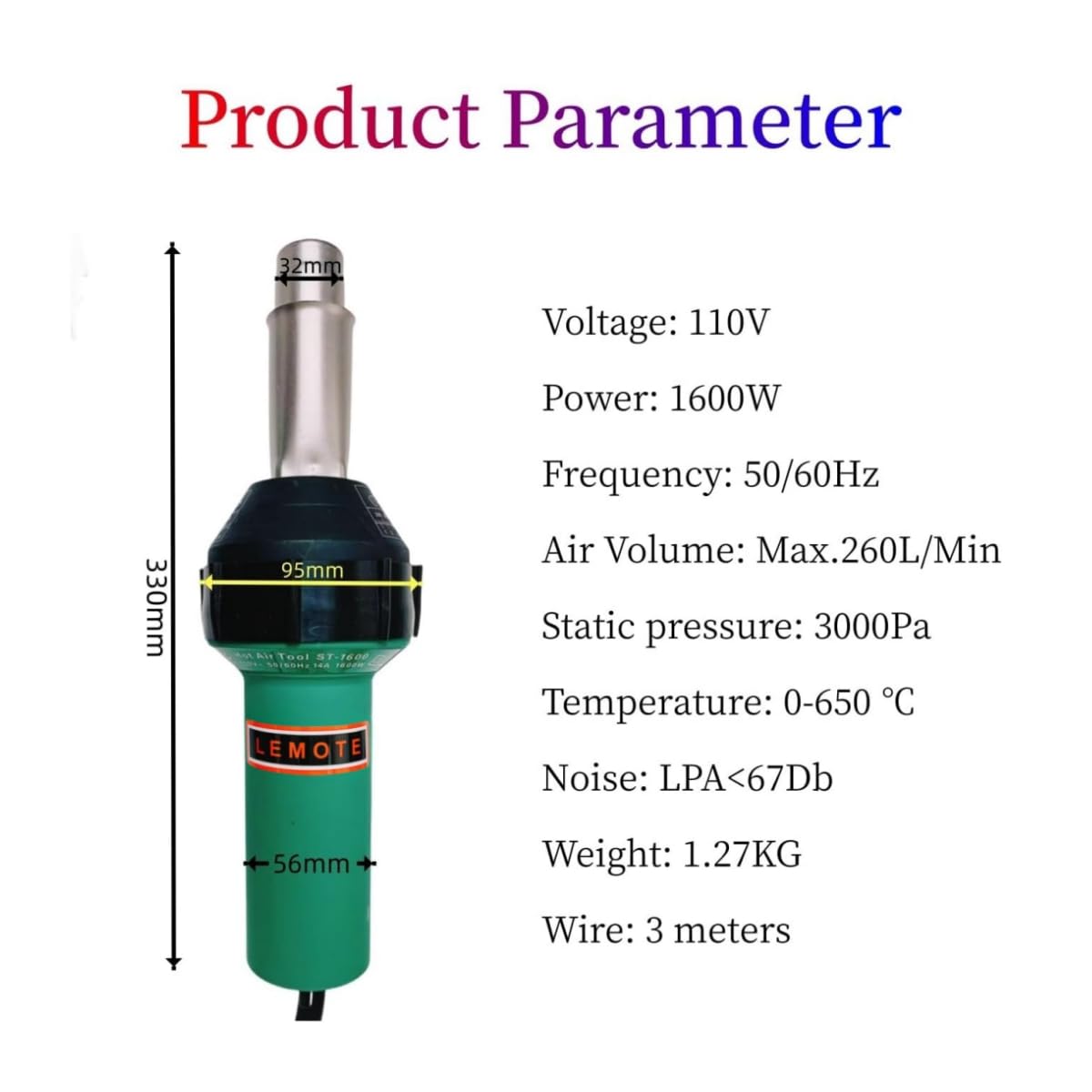 110V Hot Air Gun Welding Torch 1600W Heat Gun Plastic Welder Roofing Welder Kits
