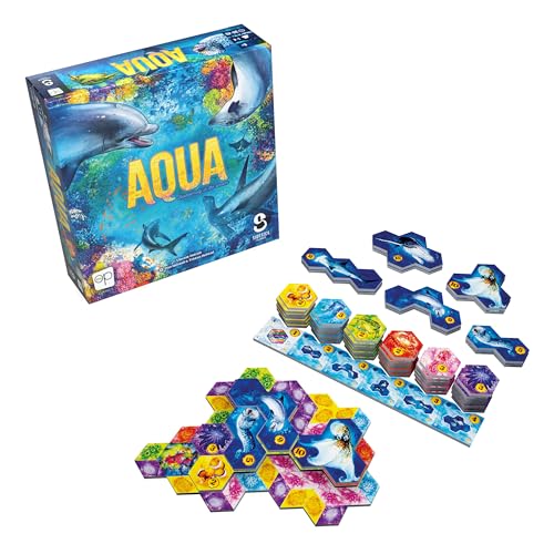 Aqua Board Game, Fun Strategy Game for Adults and Family, Thematic Oceanic Tile Placement Game, Ages 8+, 1-4 Players, 30-45+ Minute Playtime, Solo and Competitive Modes