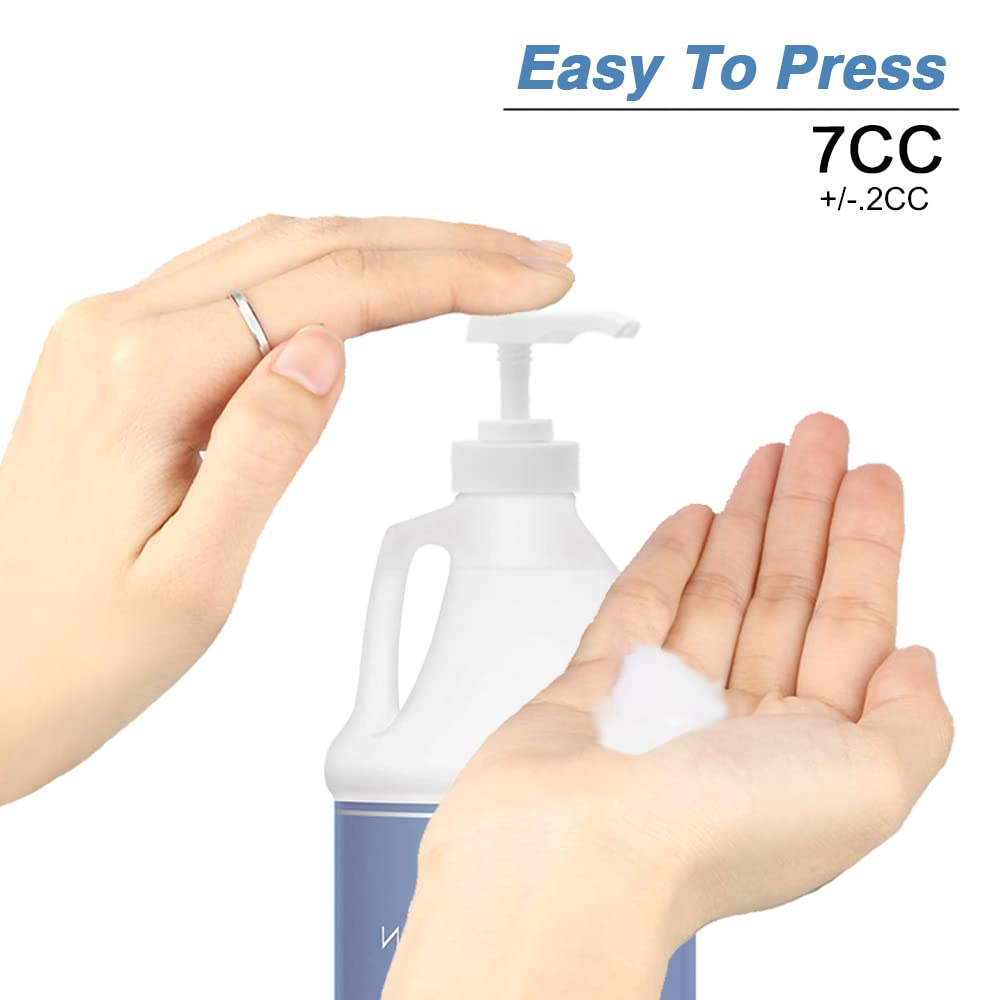 24 Pack Gallon Jug Pump Dispenser 38-400 White Pump for Gallon Jug - 7cc Lotion Gallon Shampoo Pump Top Replacement, Fits 1 Gallon Bottle 64oz 128oz Hand Sanitizer Containers, Plus Labels