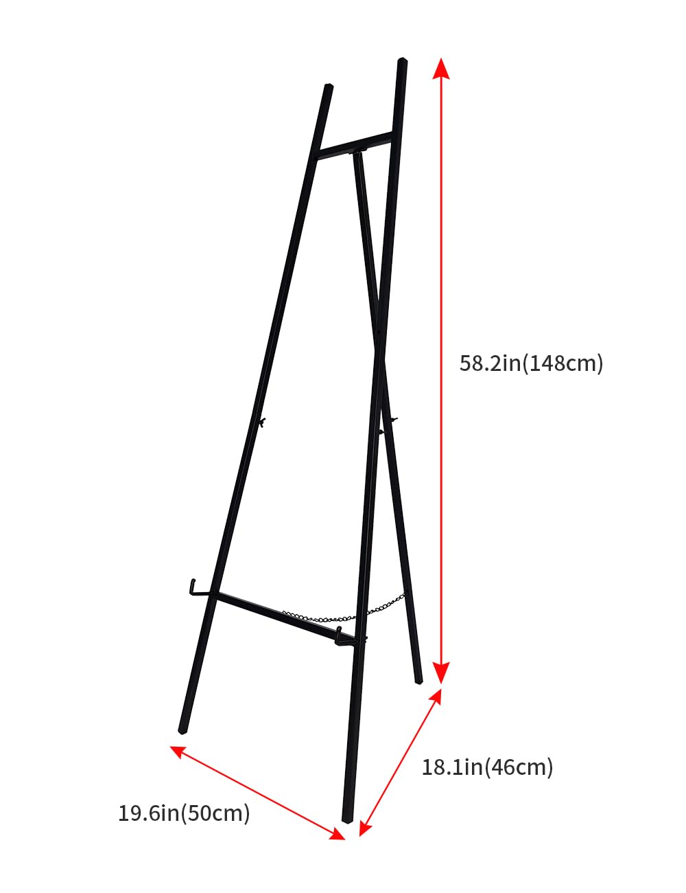 SULIANG Metal Easel Stand with Chain Support for Mirror,Iron Floor Easels for Display Wedding Sign,58 Inch Adjustable Arts & Crafts Easels(Black)