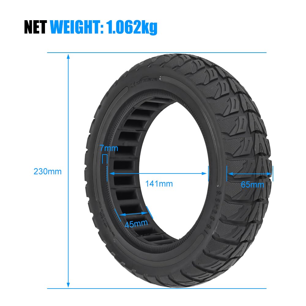 9.5x2.5-6.1 Off-Road Solid Tire Replacement for NIU KQi3 Pro/Max/Sport Scooter - Puncture-Free, Hassle-Free Maintenance - Anti-Skid, Shockproof 9.5 x 2.50 inch Tubeless Tire (Black 2Pcs)