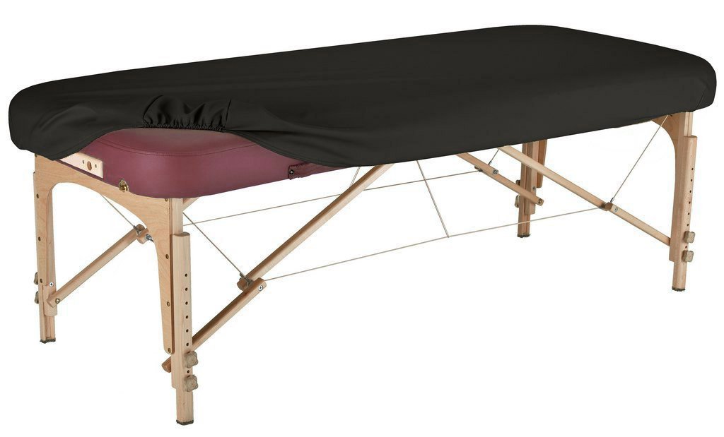 Therapist's Choice® Durable Fitted PU Vinyl Leather Protection Cover for Massage Tables (Massage Table not Included) (Black)