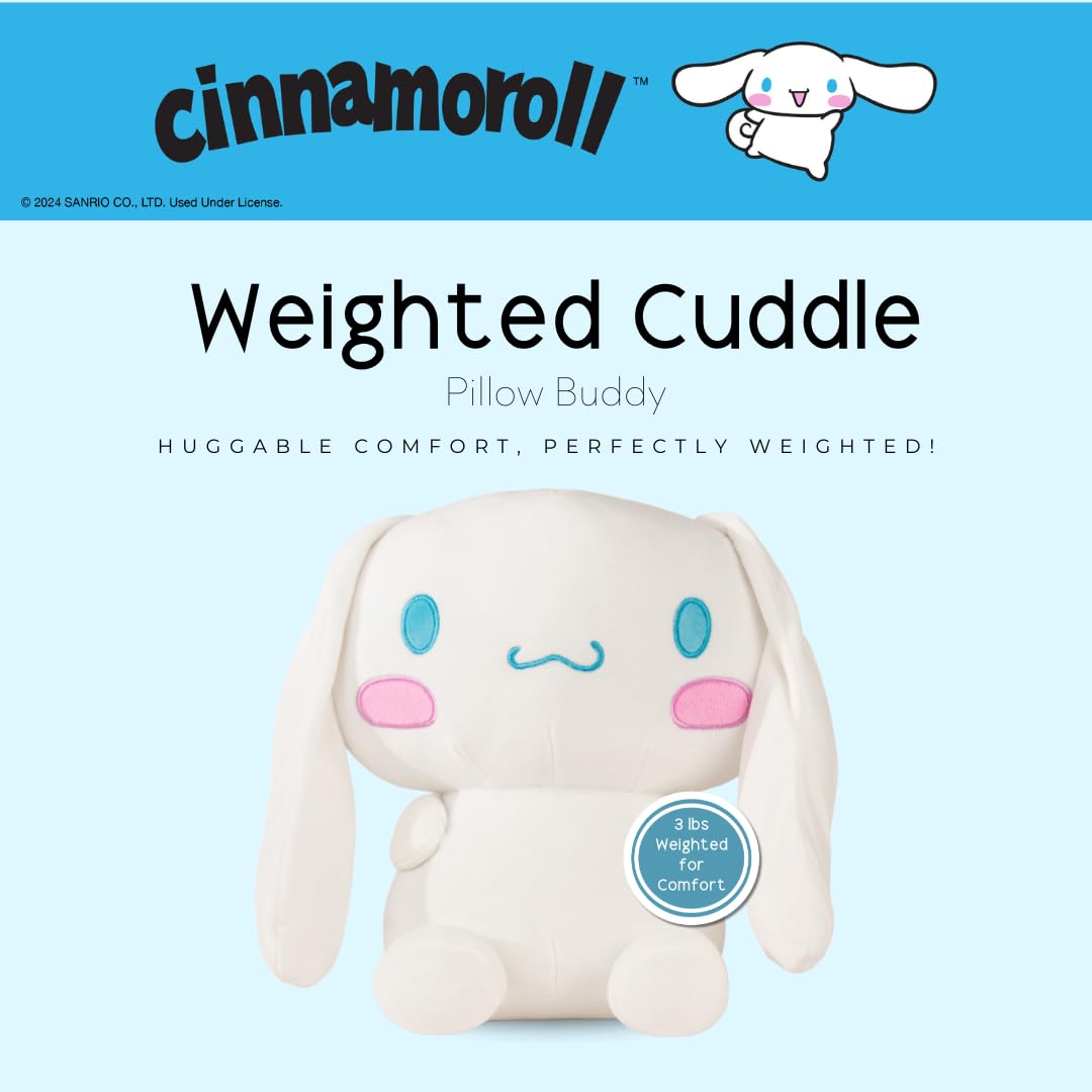 Franco Calm Cinnamoroll Bedding Super Soft Calming 3Lb Weighted Cuddle Pillow Buddy, Comfort Pillow, (Officially Licensed Product)