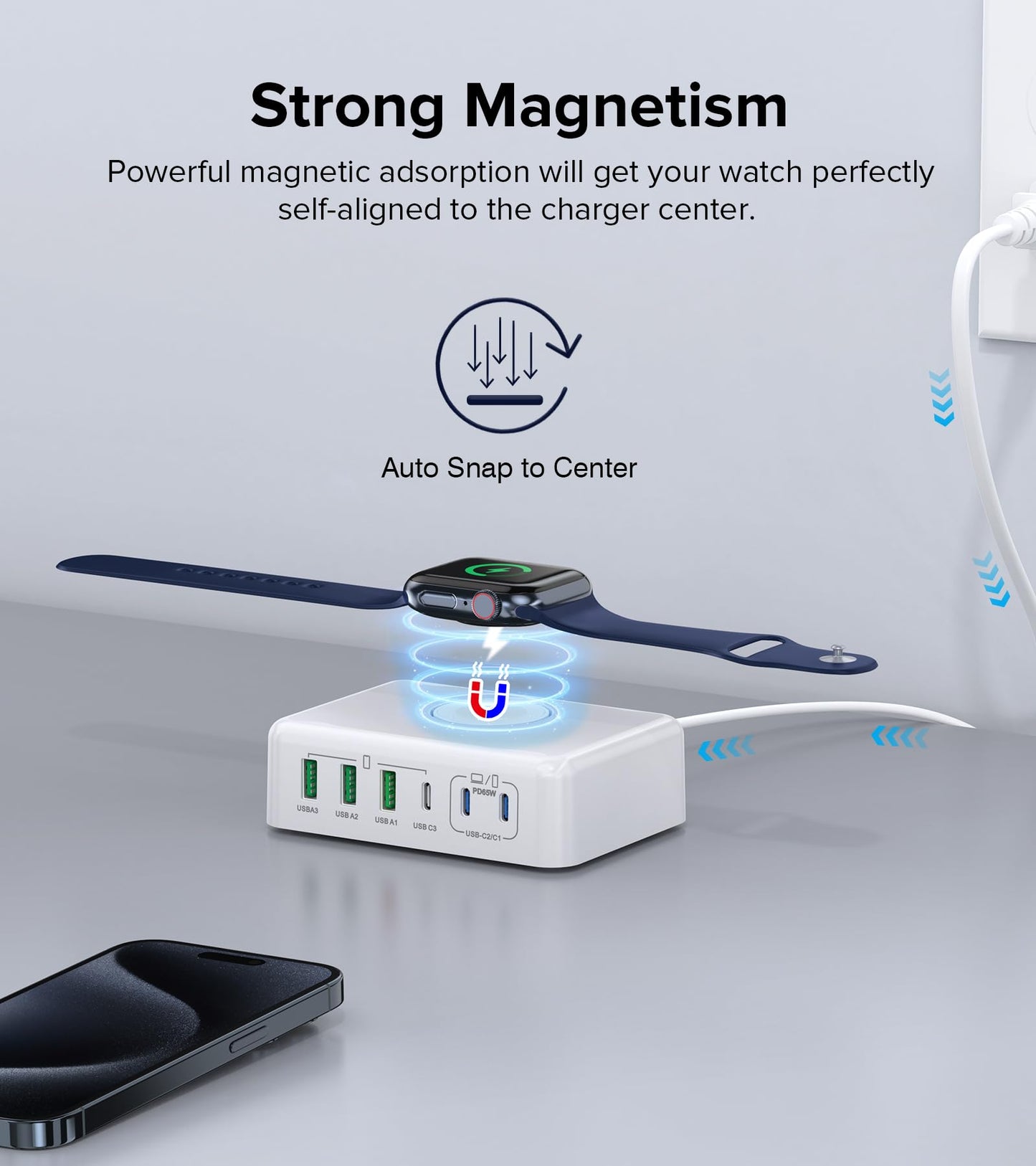 170W USB C Charging Station Block, Travel Charger for Multiple Devices, USB C Charger Plug for iPhone 16 15 14 13 12 Series, Apple Watch Ultra SE 10 9 8 7 6 5 4 3 2, AirPods, MacBook Pro Air, iPad