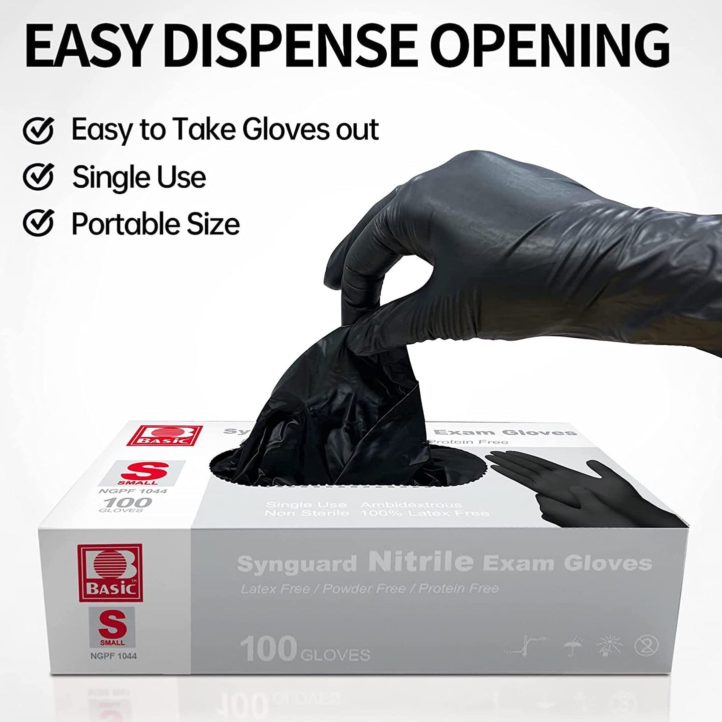 Intco Basic Medical Black Nitrile Exam Gloves 4.5 Mil - Latex-Free & Powder-Free - NGPF 1046 (Case of 1,000), Large