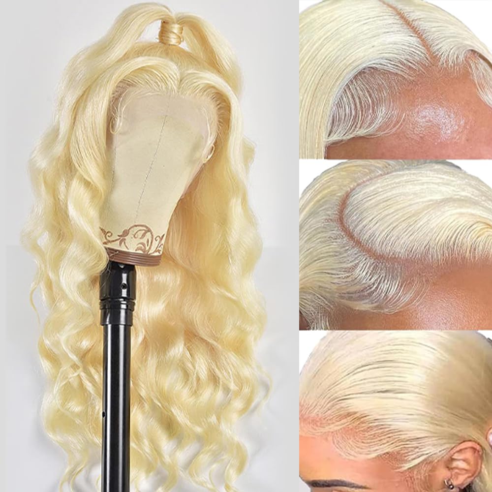SEMANK 613 13x6 Lace Front Wig Human Hair 26 Inch Blonde Wig Human Hair 200% Density Body Wave Lace Front Wigs Human Hair Pre Plucked 613 Lace Front Wig Human Hair Blonde HD Lace Frontal Wig