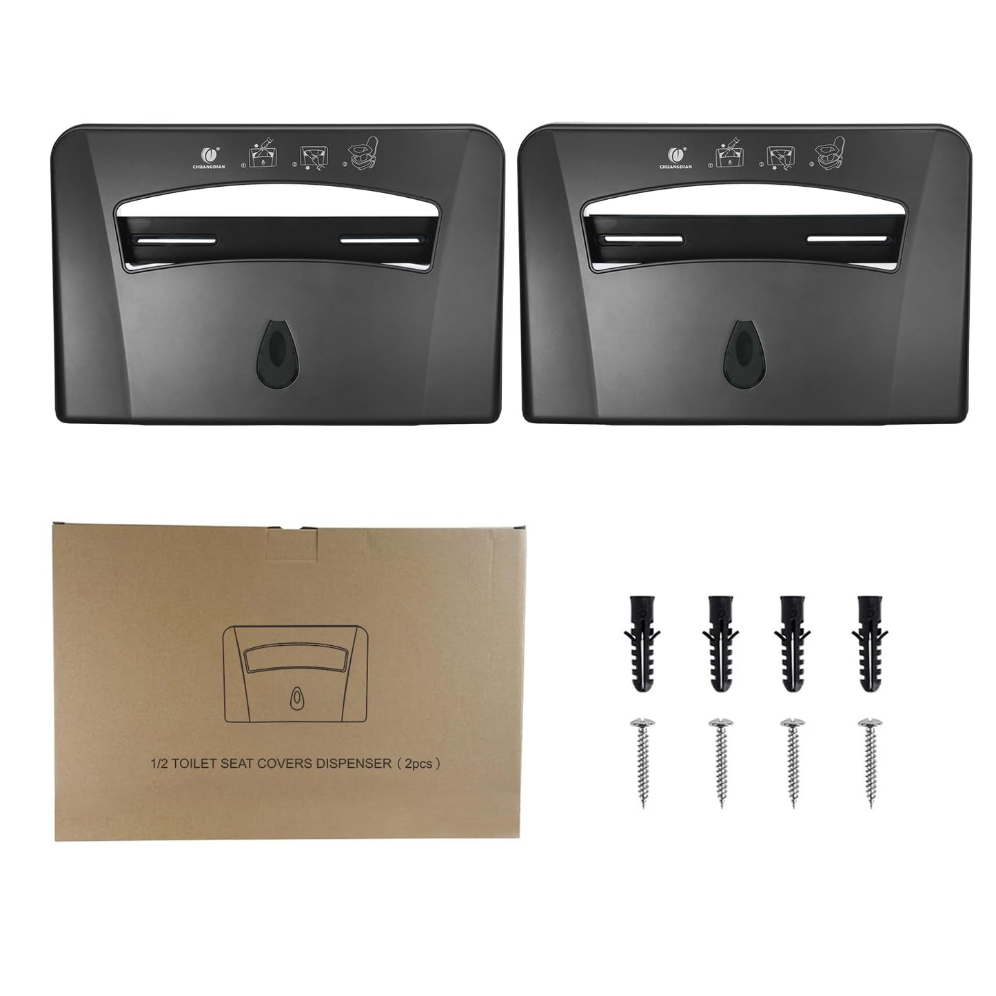 CHUANGDIAN Toilet Seat Cover Dispenser, Dark Grey, 2-Pcs