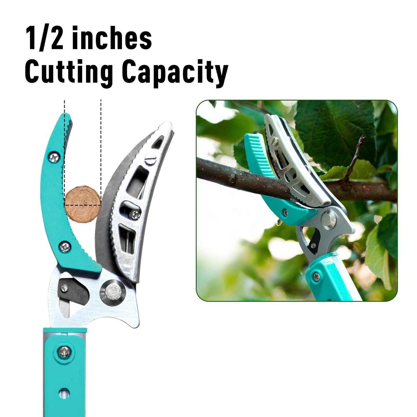 Altdorff Tree Pruner Extendable, Tree Trimmers Long Handle Pruner, Extra Length to 10ft, Telescopic Pole Pruner with Rotate Head, Smooth Clean Cut, Ideal For Removing High Branches and Fruit Picking