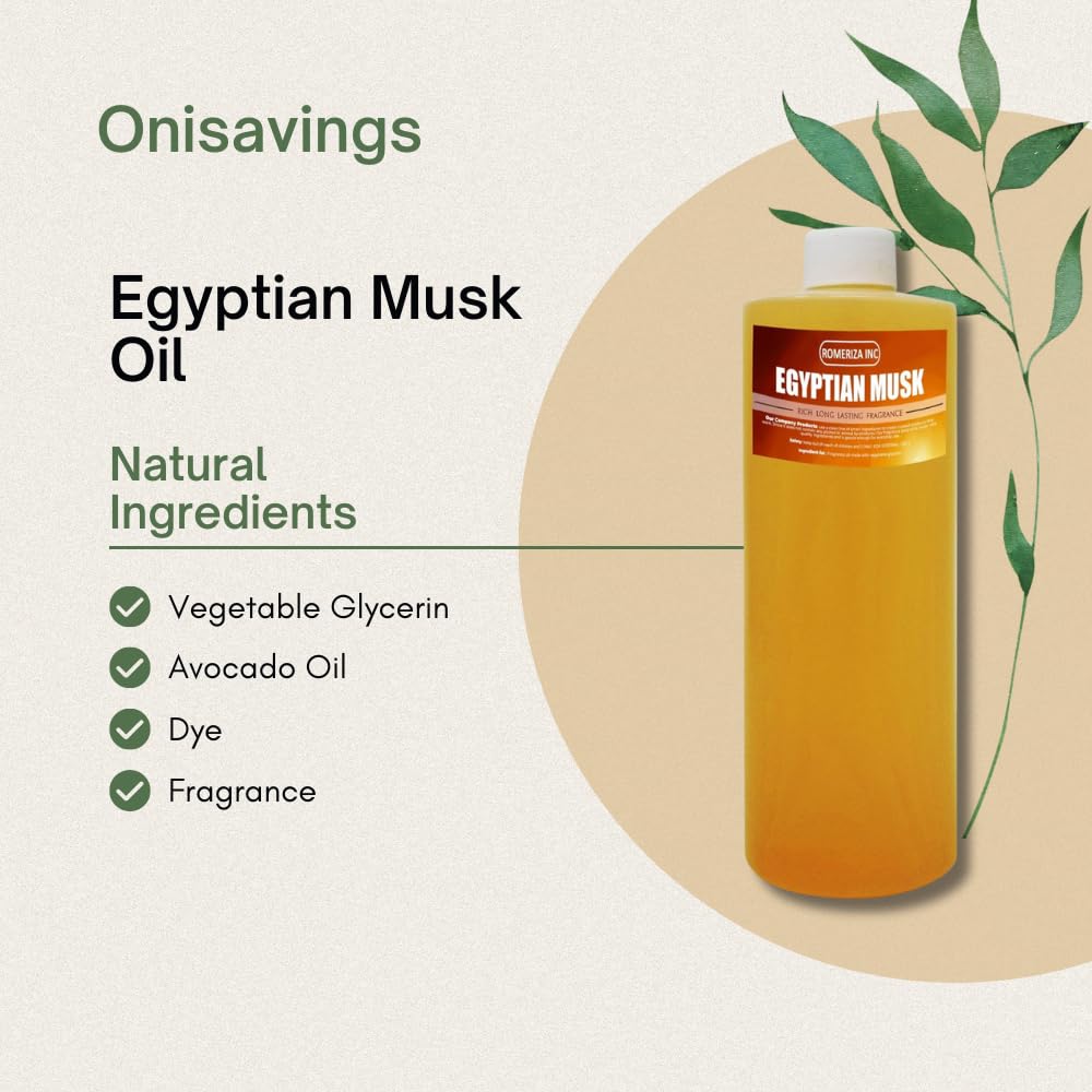 Egyptian Musk Fragrance Oil Ideal for DIY Soap Making, Diffusers, Candles and Body Butters - Long-Lasting Fragrance Essential Oil Good Addition to Lotions and Creams