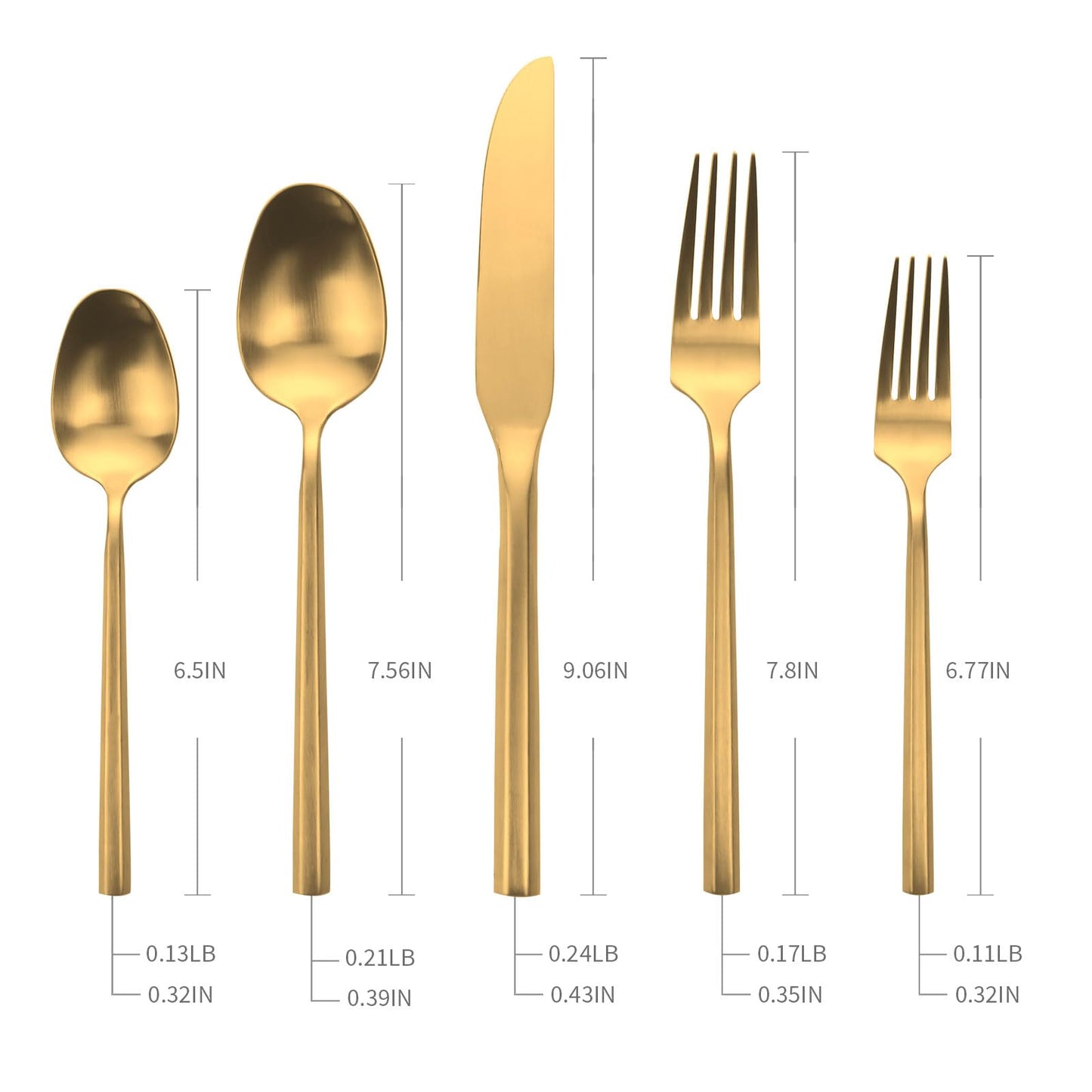 Kelenfer 20-Piece Matte Gold Silverware Set, Hand Forged Utensil, Stainless Steel Flatware Set, Hexagon Handle Cutlery Set for Home Hotel Use, Service for 4