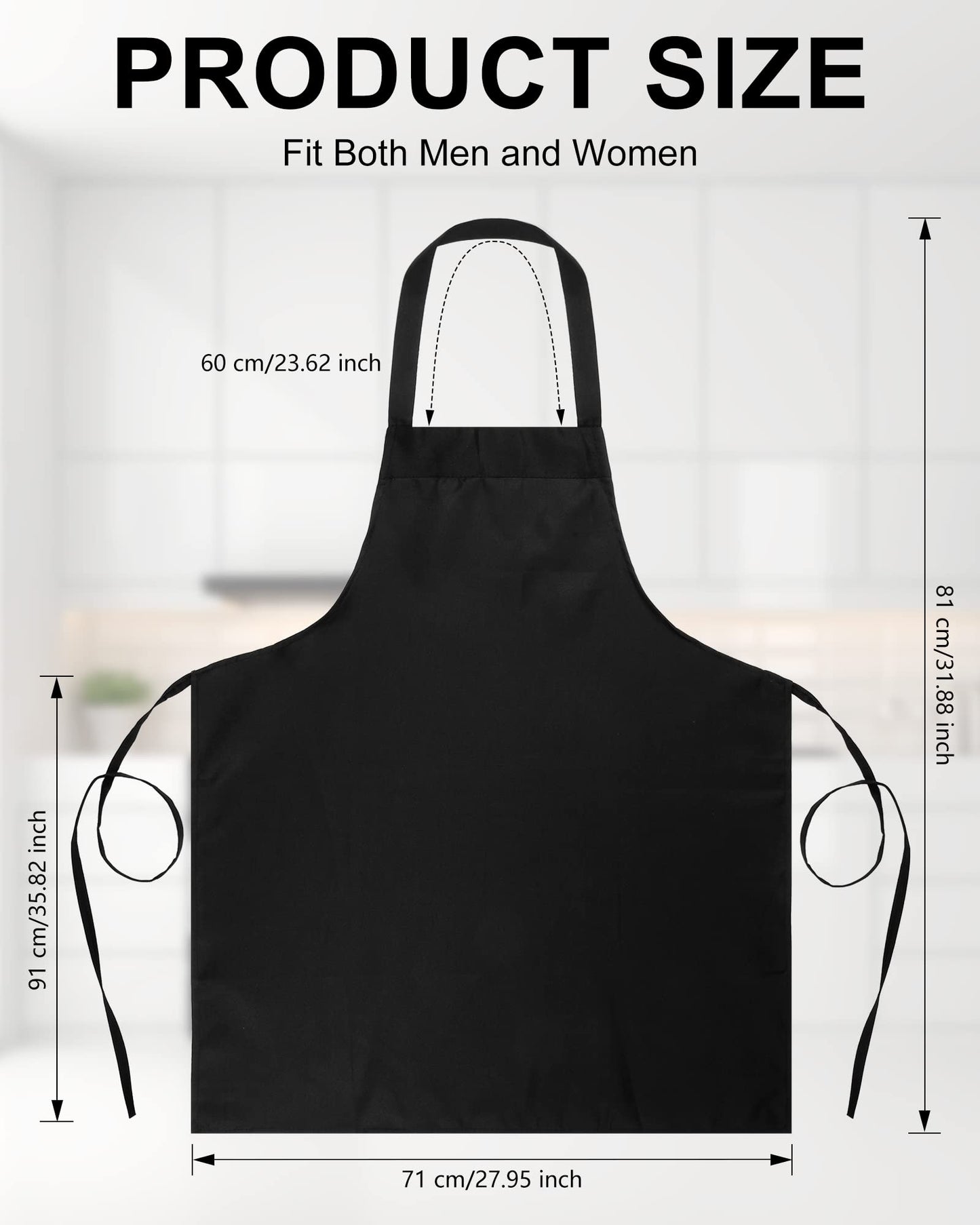 36 Pack Bulk Plain Aprons for Man Woman Adult Unisex Apron Machine Washable Adjustable Bib Aprons(Black)