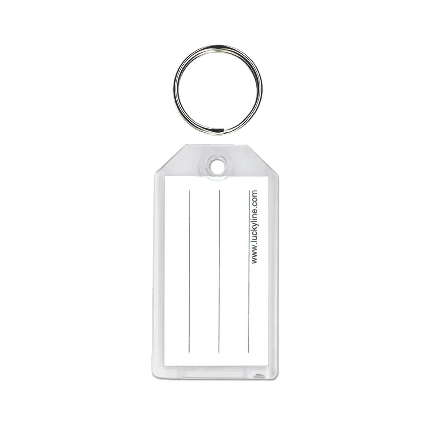 Lucky Line Extra Strength Key Tag with Split Ring, Clear, 100 Per Display Box (20400)
