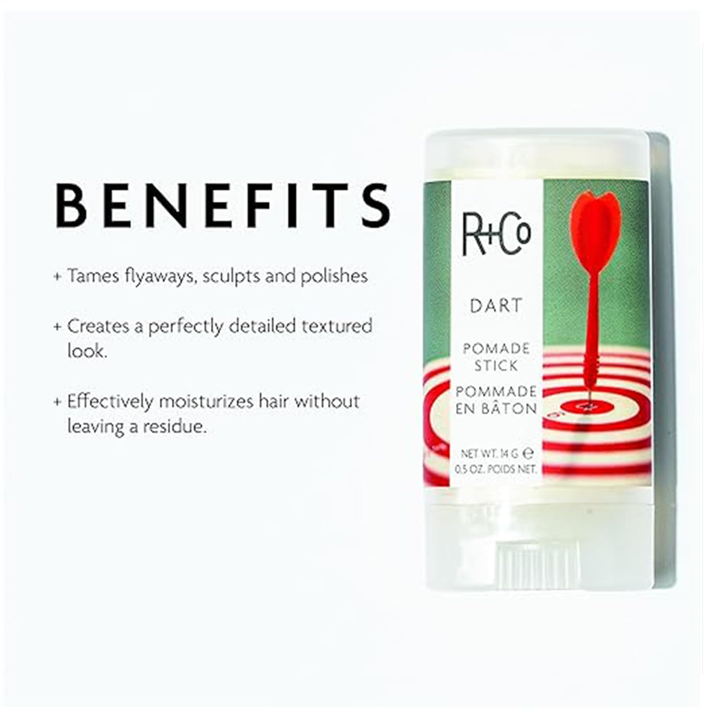 R+Co Dart Pomade Stick | Tame Flyaways, Sculpt and Polish | Long Lasting Texture and Shapes | Vegan + No Parabens | 2 Pack