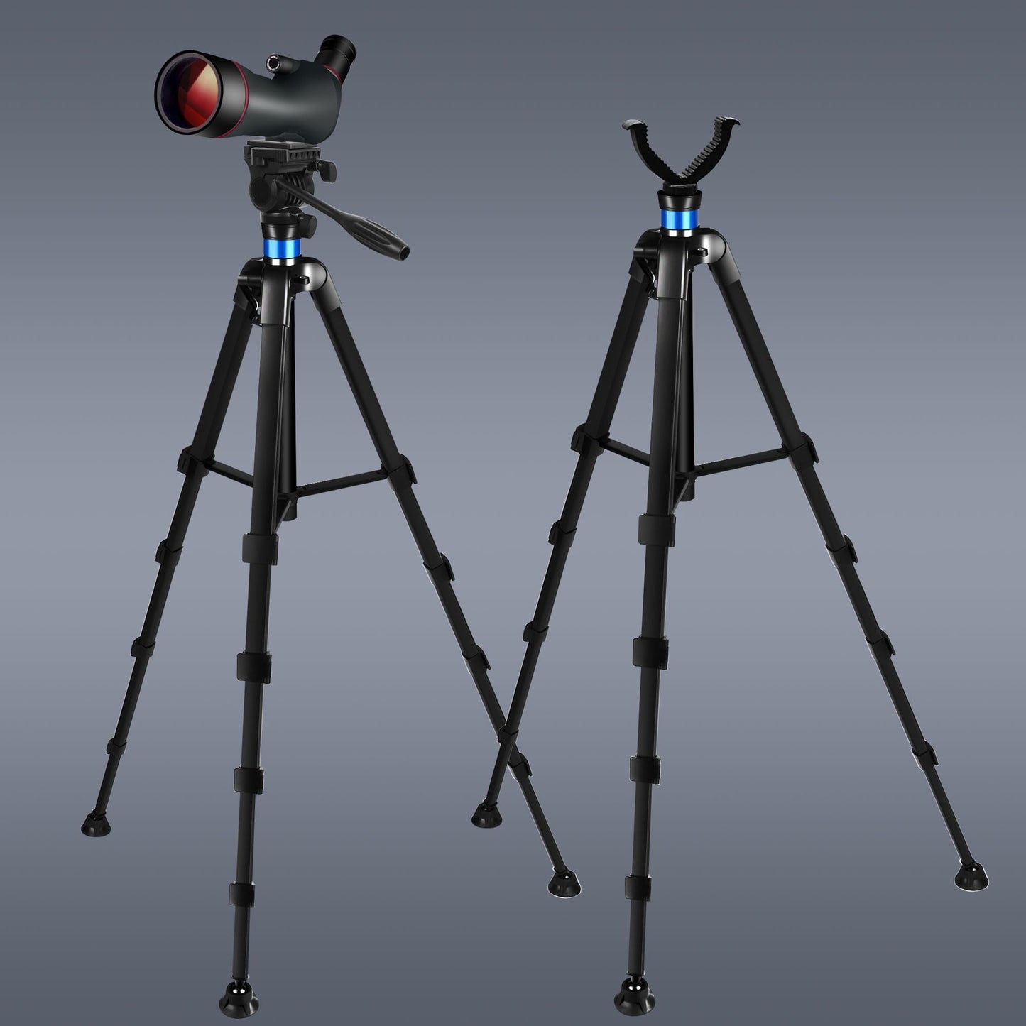 72.4 inch Spotting Scope and Binoculars Heavy Duty Tripod, Shooting Hunting Rest V Yoke Stand with Binoculars Adapter, Compatible with Monocular/Astronomical Telescope/DSLR Camera/Projector(Load 22Lb)