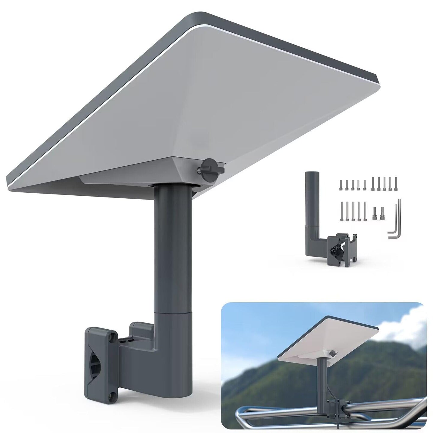 Koroao Starlink Mini Mount, RV Ladder Mount for Starlink Mini, Aluminum Alloy Starlink Kit with Installation Range 0.8-1.97” Pipe Adapter for RV/Ladder/Pole/Rack/Roof Starlink Mini Accessories