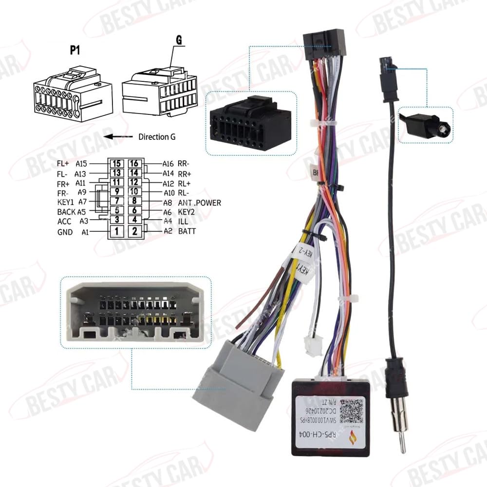 16pin Car Stereo Radio Power Retrofit Wiring Harness Adatper fits for Jeep Wrangler Cherokee Compass Grand Patriot Dodge Caliber Voyager