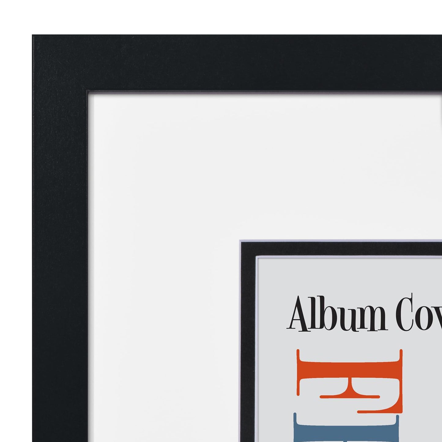 Americanflat 25x16.5 Record Album Frame with Shatter-Resistant Glass - Use as 12.5x12.5 Album Cover Frame with Mat - Brooklyn Portrait Collection - Engineered Wood Square Frames for Wall - Black