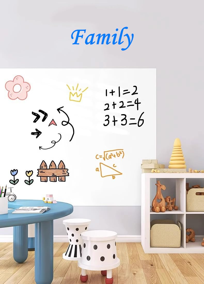 48" × 79" Stick and Peel Dry Erase Whiteboard Wall Sticker, Bonus Marker(48×79 Inches)