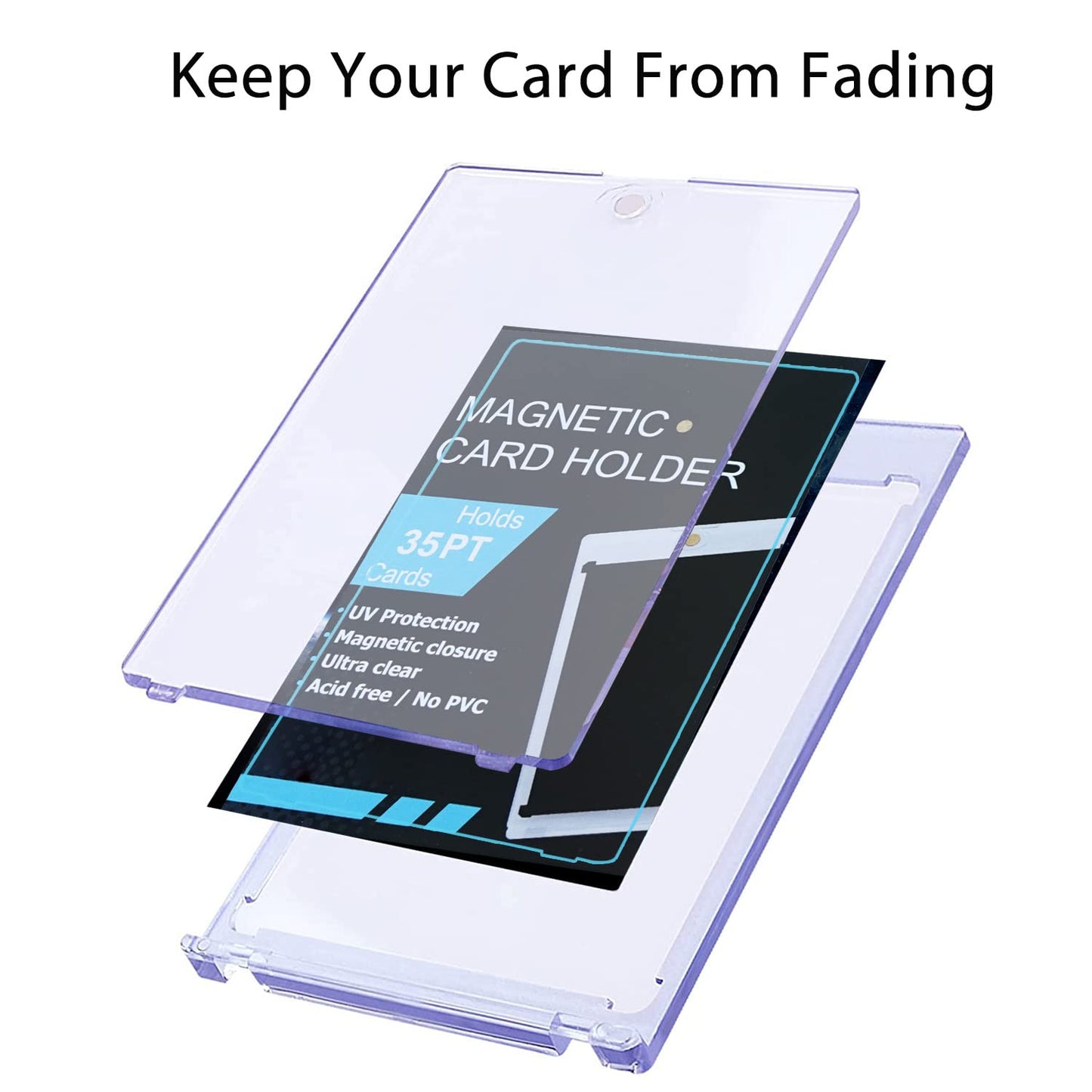 50ct Magnetic Card Holder 35pt, Card case Holder for Trading Cards,Card Protectors Hard Plastic, Card Sleeves Display case for Baseball Card Sports Cards